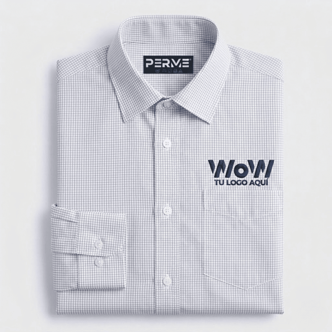 CAMISA / BLUSA CON MICROCUADROS AZULES