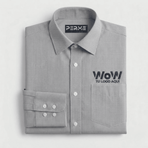 CAMISA / BLUSA CON MICROCUADROS GRISES
