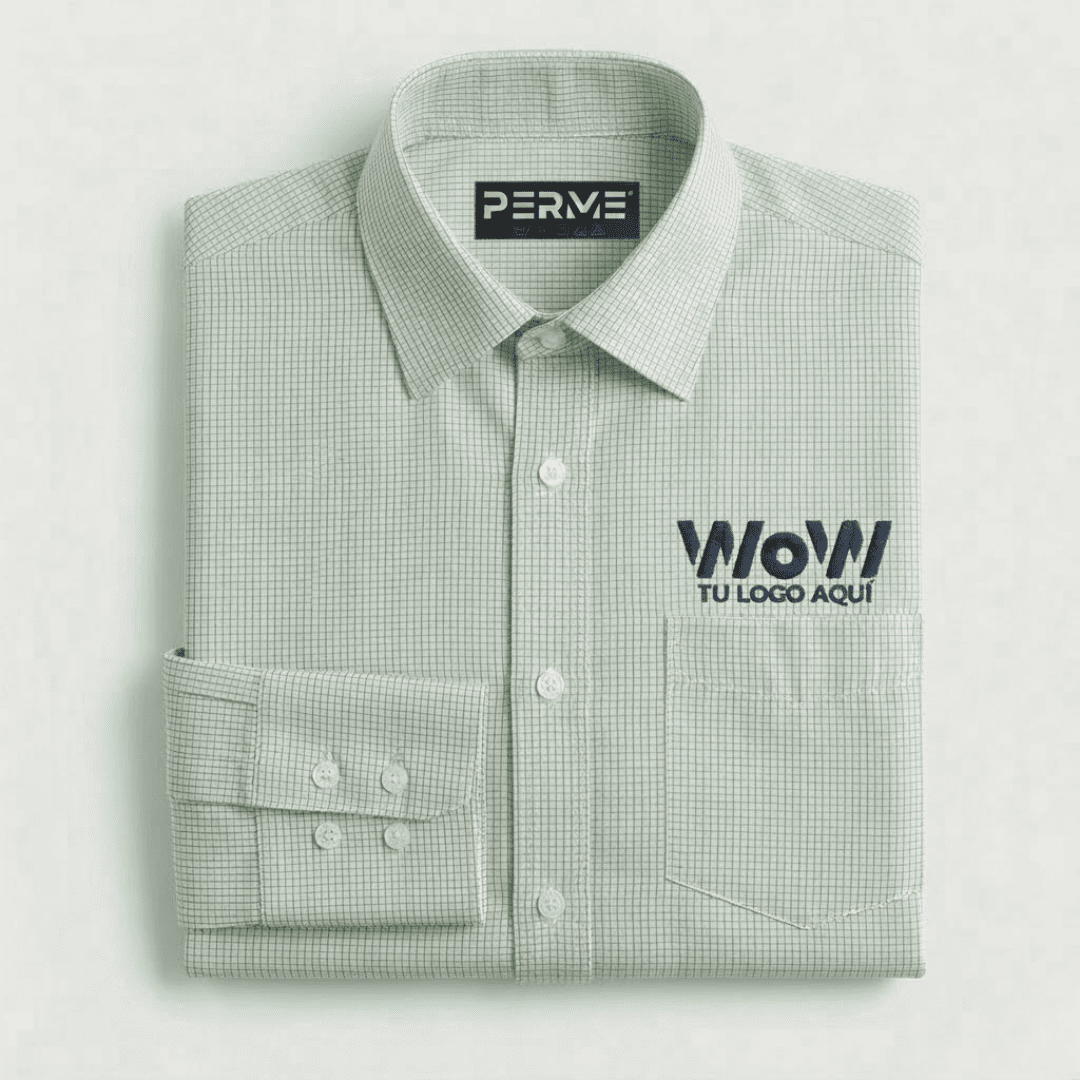 CAMISA / BLUSA CON MICROCUADROS VERDES