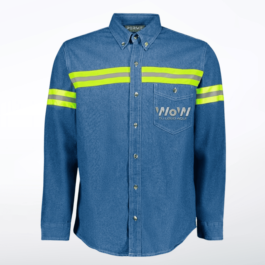 CAMISOLA MEZCLILLA INDUSTRIAL – AZUL CIELO/ L.AMARILLO