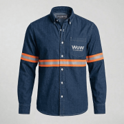 CAMISOLA MEZCLILLA INDUSTRIAL – AZUL STONE/ L.NARANJA