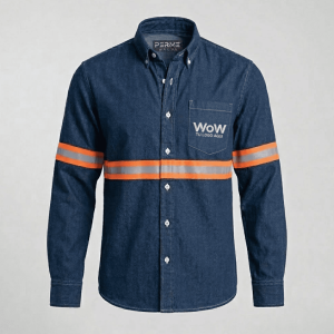 CAMISOLA MEZCLILLA INDUSTRIAL - AZUL STONE/ L.NARANJA
