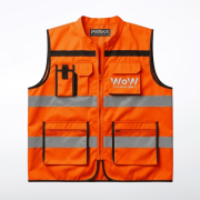 CHALECO POLIESTER CON REFLEJANTES –  NARANJA