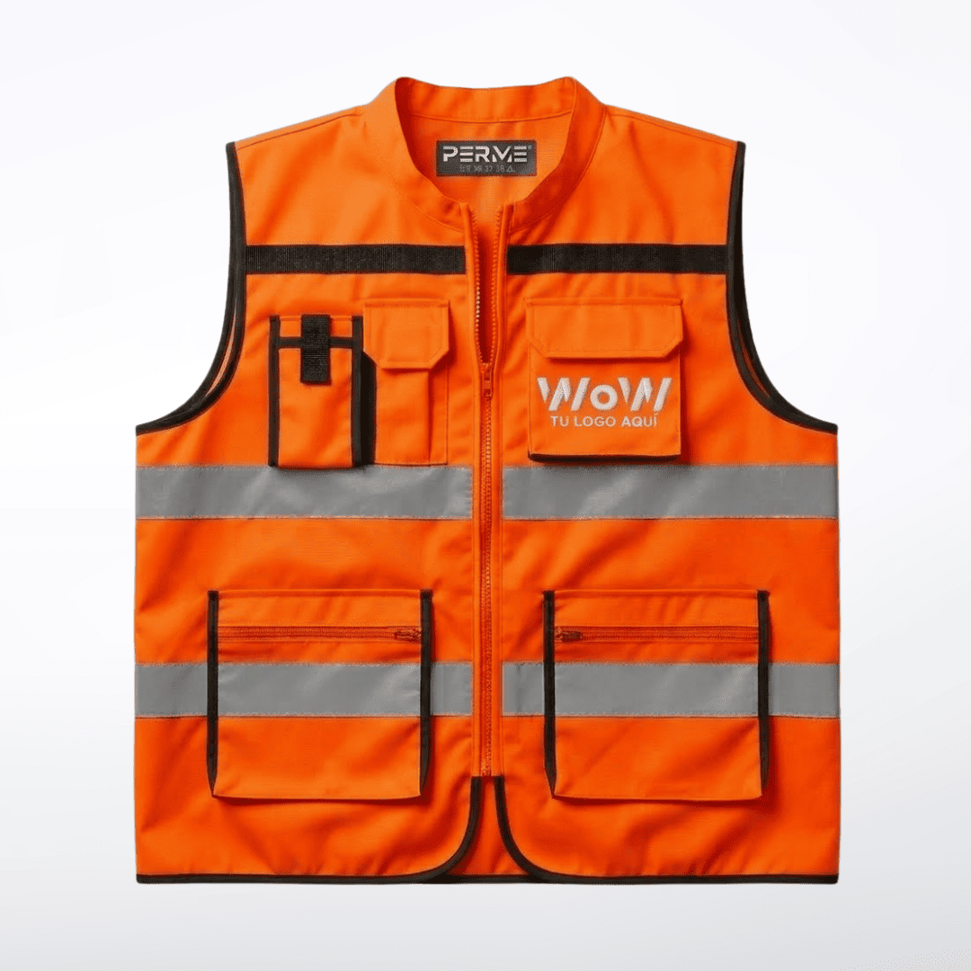 CHALECO POLIESTER CON REFLEJANTES – NARANJA