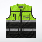 CHALECO POLIESTER CON REFLEJANTES –  VERDE/NEGRO