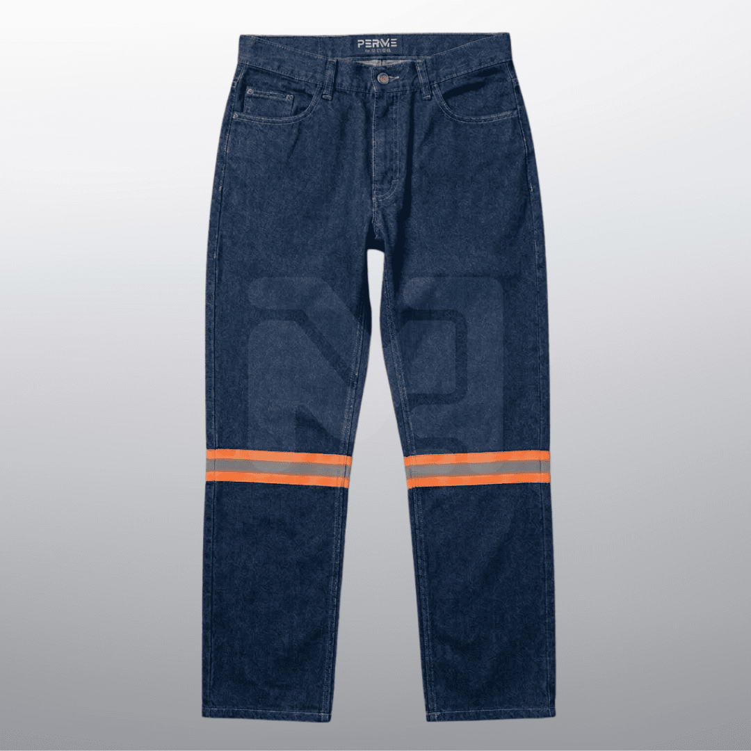 PANTALON MEZCLILLA CABALLERO AZUL STONE/NARANJA