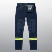 PANTALON MEZCLILLA DAMA AZUL STONE/AMARILLO