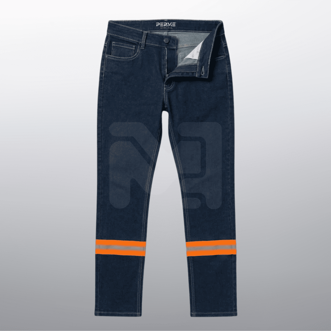 PANTALON MEZCLILLA DAMA AZUL STONE/NARANJA