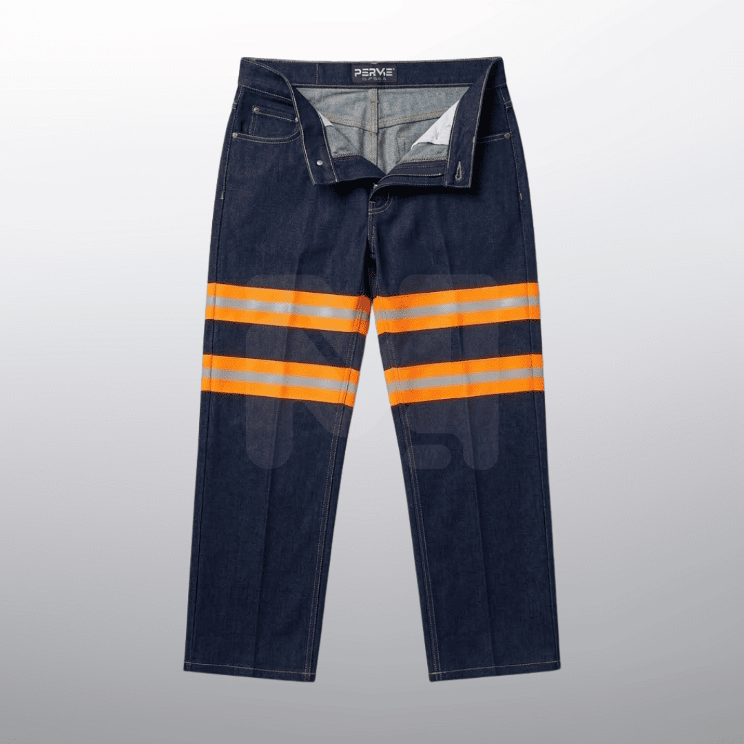 PANTALON MEZCLILLA INDUSTRIAL REFLEJANTES NARANJAS